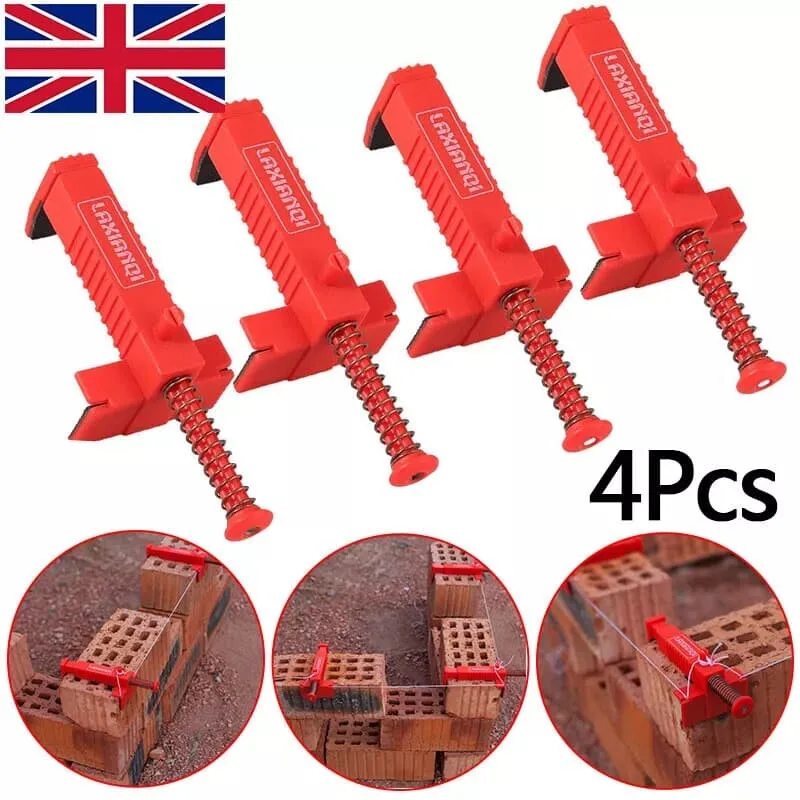 4Pcs Bricklaying Construction Tool Brick Laying Tingle Building Fixator Brick Liner Clamps Runner Line Clip Runner Wire Drawer