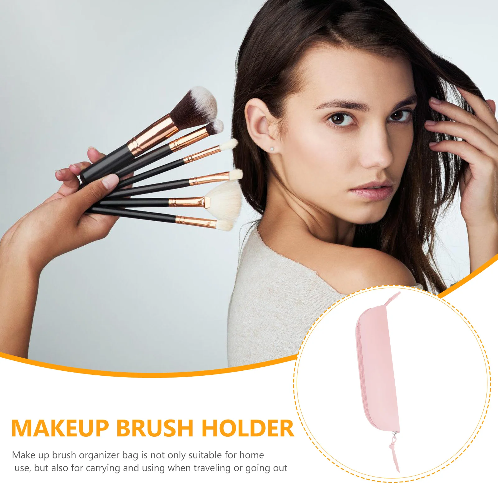 

Silicone Travel Makeup Brush Holder Brush Case Organizer Bag With Zipper Compact Space-Saving For Women Perfect Gift