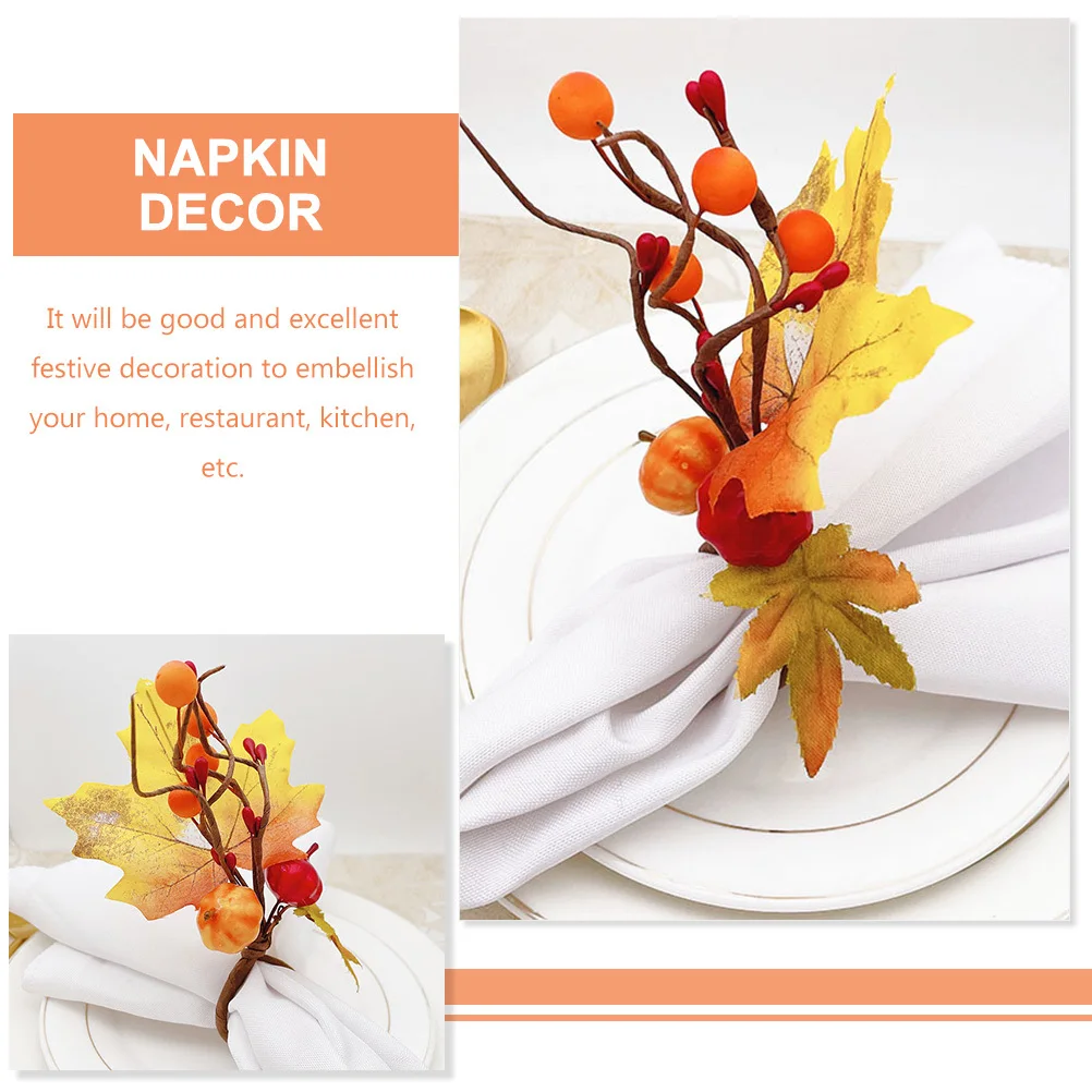 

4Pcs Decorative Napkin Rings Maple Leaf Design Metal Buckles Thanksgiving Party Table Decor Napkin Rings Party Decorations