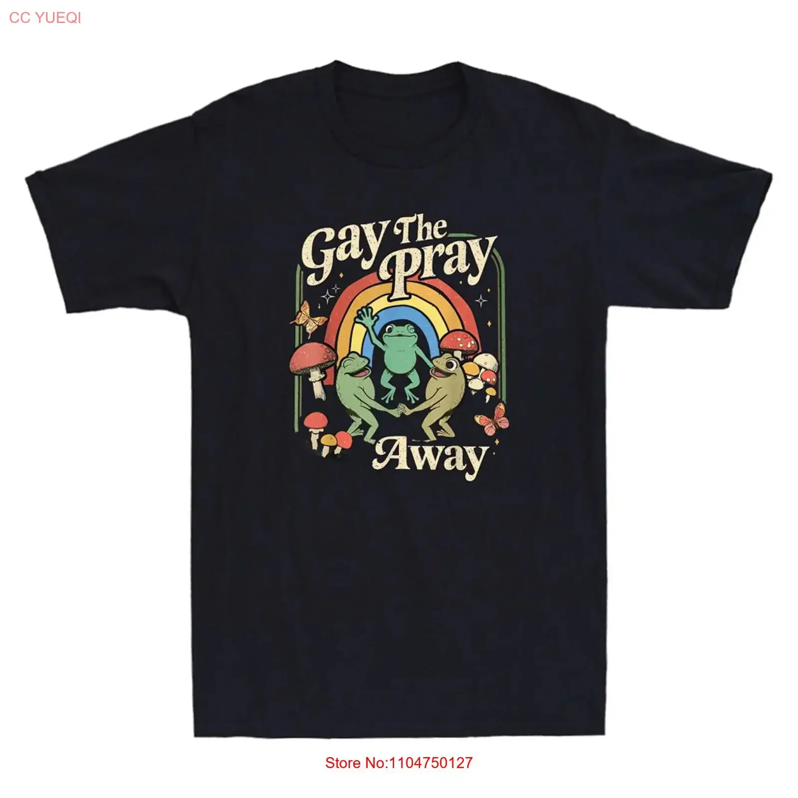 Gay The Pray Away Rainbow Funny Frogs Meme LGBT Pride LGBTQ Retro T Shirt vintage Washed graphic Versatile