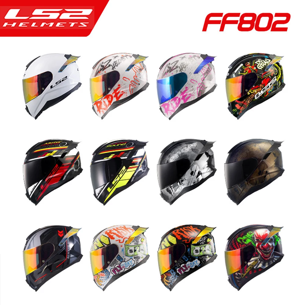 LS2-Casque de moto intégral approuvé ECE, casques de course de motocross clown originaux, puzzles, FF802