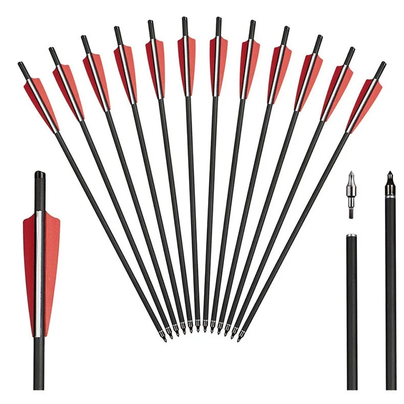 12 قطعة 20 بوصة الكربون القوس والنشاب السهم الترباس أسهم كربون قطر 8.8 مللي متر تلميح الرماية الصيد الرماية القابلة للإزالة السهم