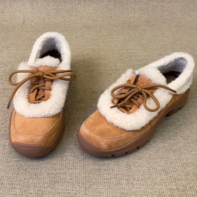 

Fur Women's Sport Shoes Flays Casual Designer Warm Sneakers 2026 New Spring Comfort Loafers Shoes Dress Walking Mujer De Botas