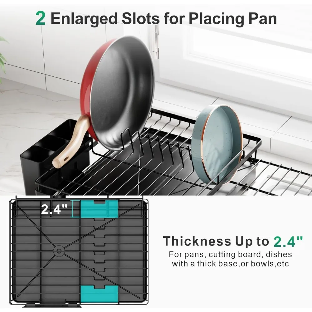 Imagem -06 - Gslife-rack de Secagem com Drainboard Racks Expansíveis para Cozinha Balcão e Pia Prato de Metal Resistente à Ferrugem em 1