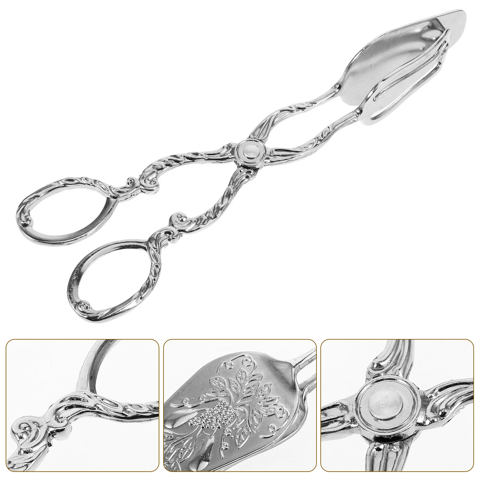 

European Vintage Style Food Tongs Stainless Steel Kitchen Cooking Clamp For Bbq Salad Bread Serving Buffet Grilling