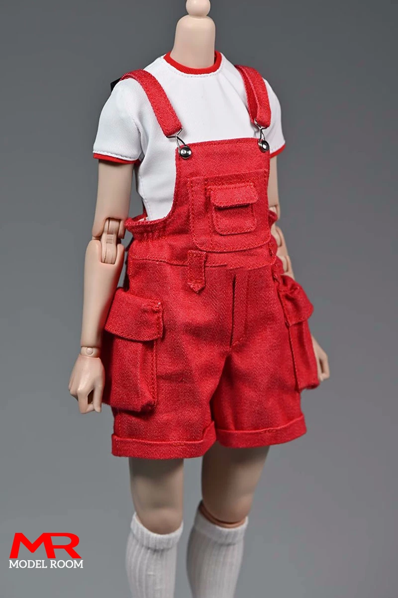 1/6 Scale Female Cowboy Workwear Overalls Shorts Clothes Model Fit 12\'\' Worldbox AT201 Soldier Action Figure Body Dolls