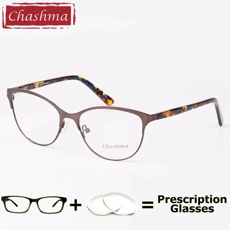 Chashma Prescription Glasses Women Cat Eye Fashion Eyewear Alloy Eyeglasses Frames Optical Spring Hinge for Recipe Spectacles