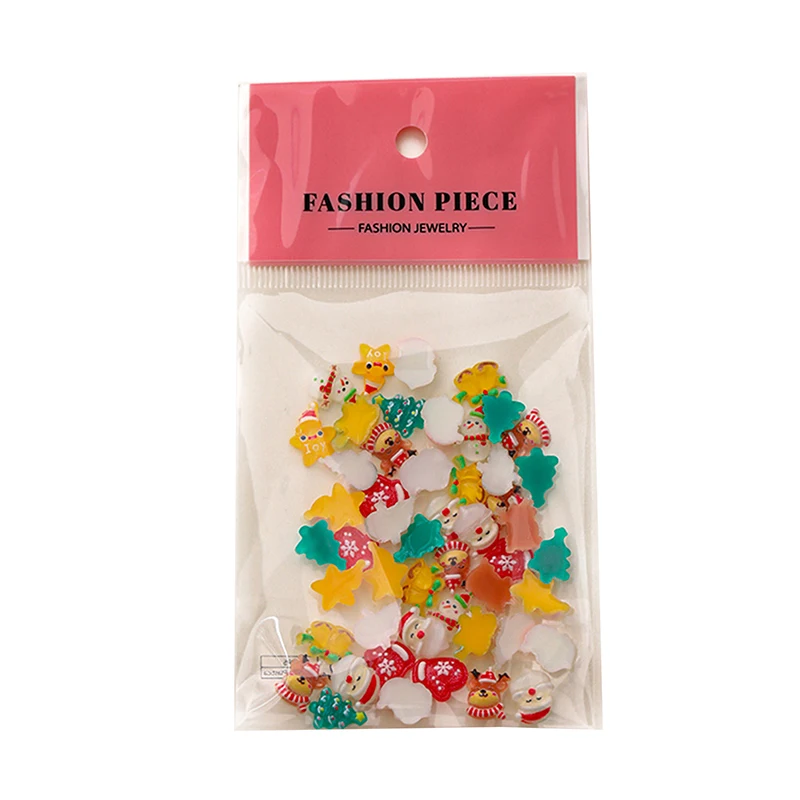 50 Uds. De resina de dibujos animados, serie navideña, Papá Noel, muñeco de nieve, Reno, decoración artística de uñas para manicura DIY