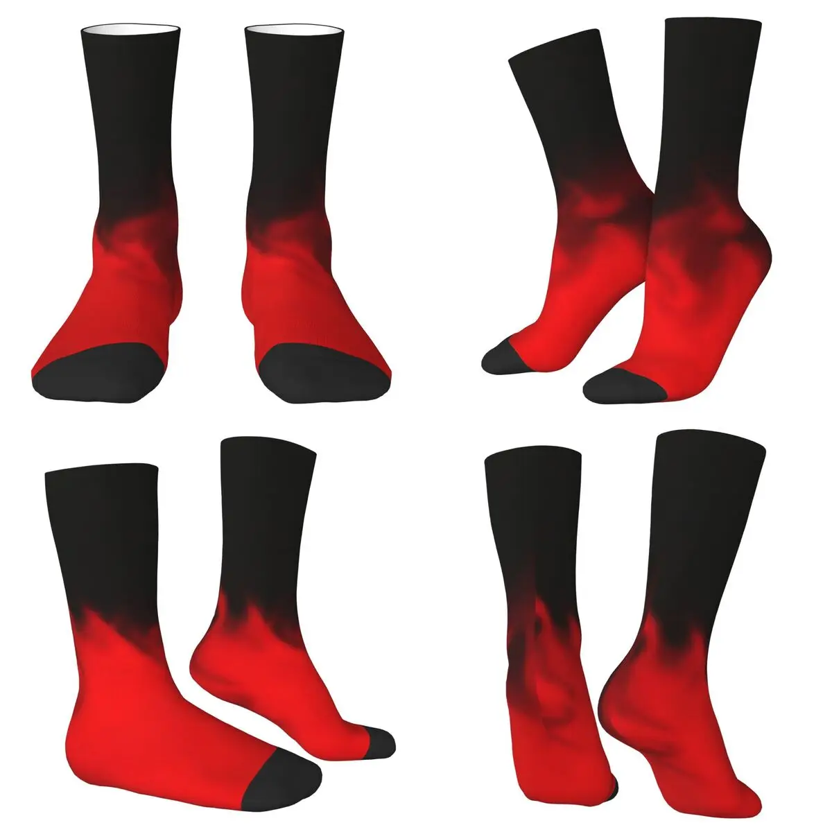 All Seasons Crew Stockings Dark Flame Gradient Graffiti Art Socks Harajuku Long Socks for Men Women Valentine's Day Gifts