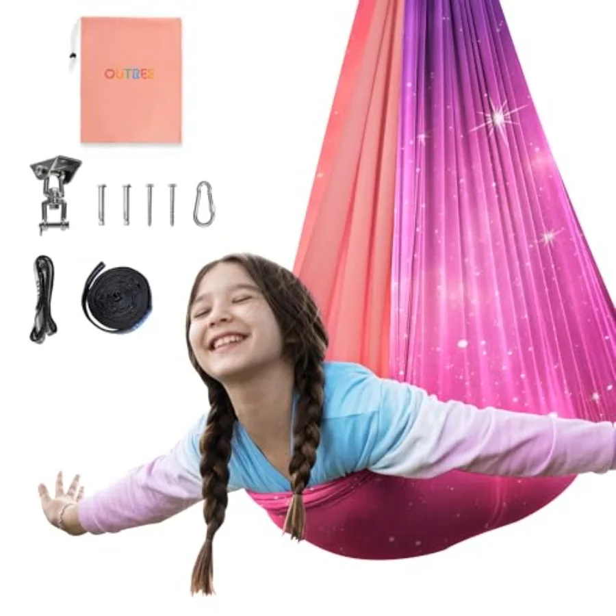 

Sensory Swing for Double Layer Therapy Hammock Indoor Swing with 360° Swivel Hanger Kit and Adjustable Straps Autism Sensory Pr