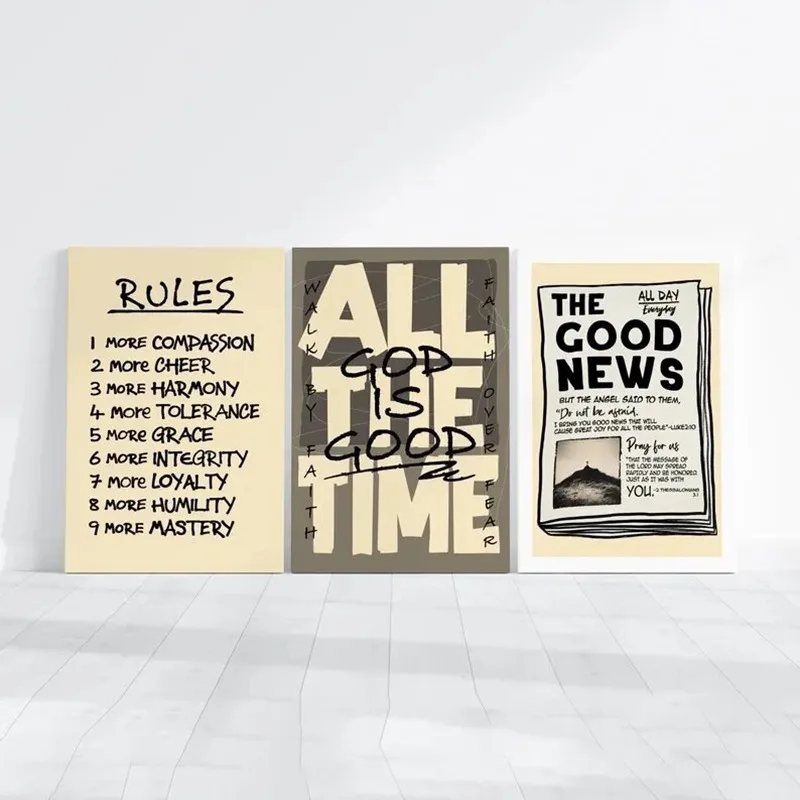Christian Wall Art Set of 3 Poster or Canvas Print, Bible Verse Modern Art Prints, Scripture Bundle, God Is Good Home Decor Gift - view 3