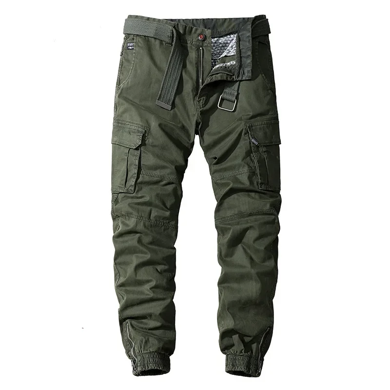 Calça masculina multi-bolso, calça casual de algodão, moletom tático militar, caminhada ao ar livre, calça de combate, trekking