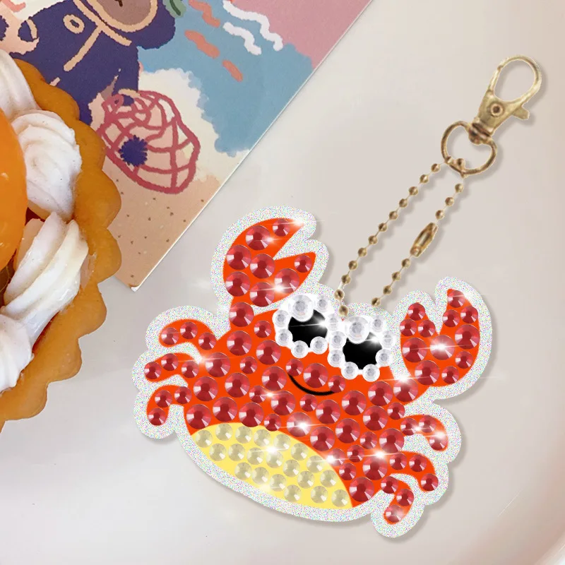 Children's handmade DIY diamond painting keychain mermaid unicorn ice cream cartoon point diamond keychain