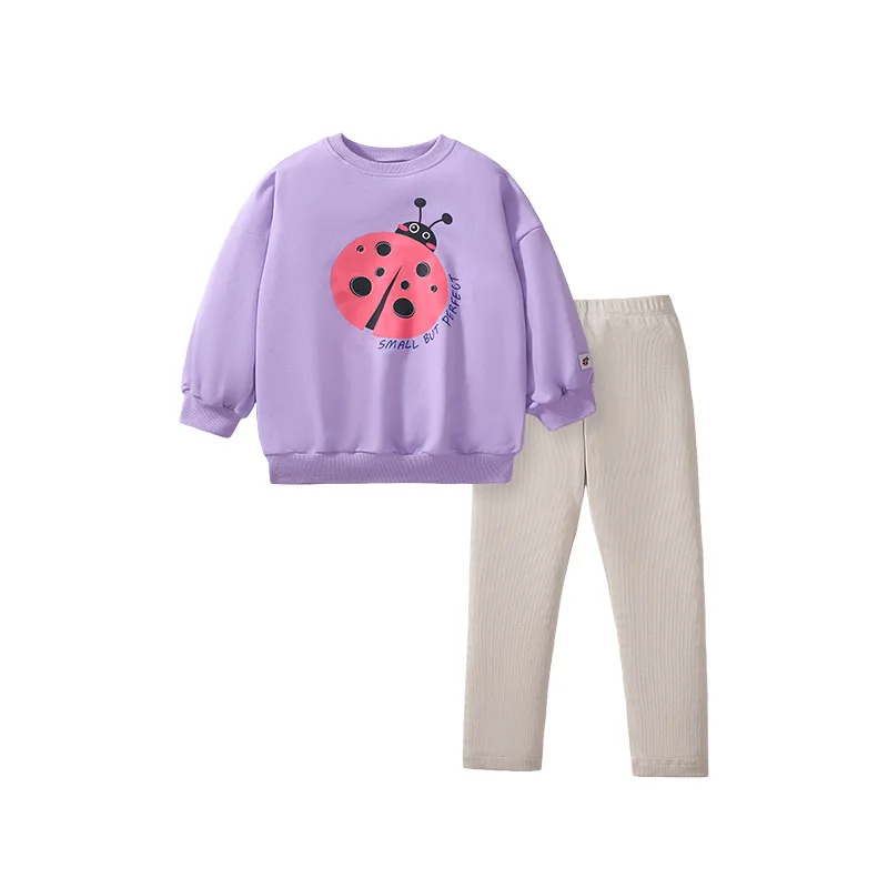 

2025 European And American Style Autumn New Cute Purple Cartoon Ladybug 100 Cotton Comfortable Pullover Sweater