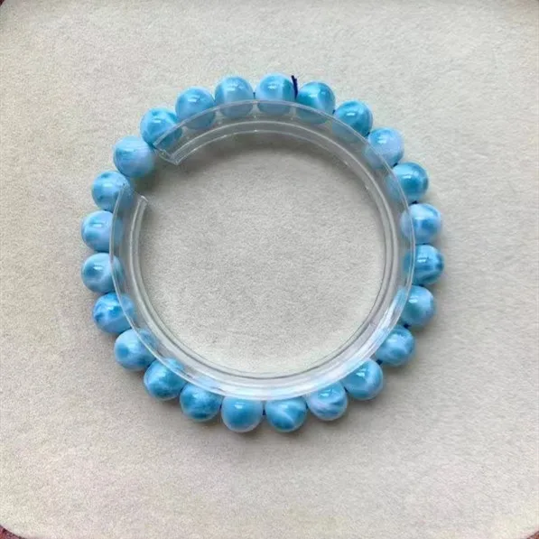 

Natural Blue Larimar Gemstone Round Beads Bracelet Pattern Jewelry 7.9mm Blue Larimar Women Men AAAAAAA