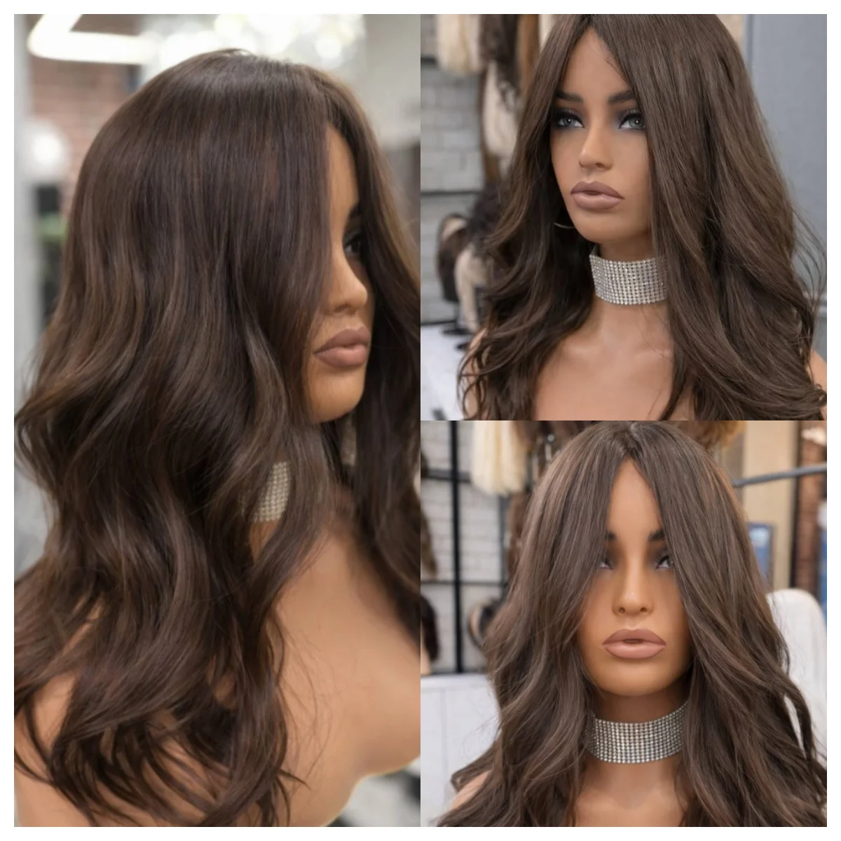 Ombre Chocolate Brown Synthetic HD Lace Front Wig Free Part Natural Lace for Black White Women Party Daily Cosplay Female