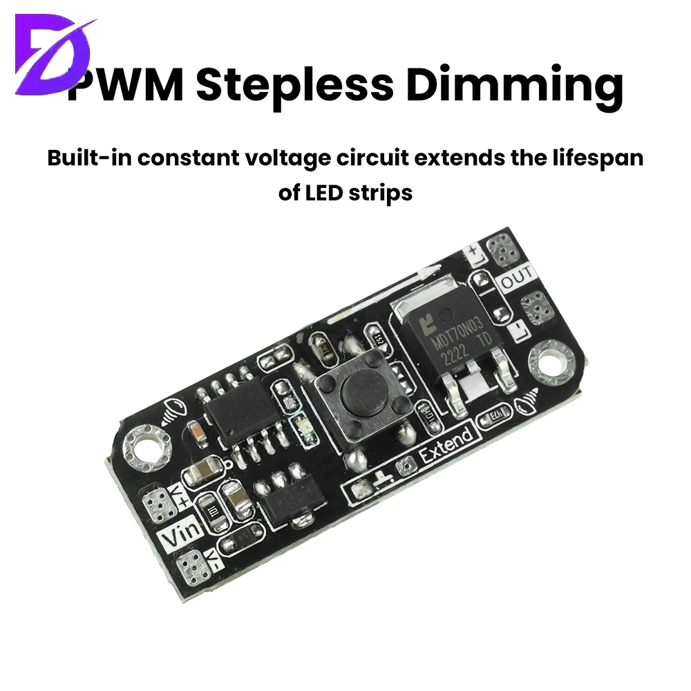 DC 5-24V Mikroschalter Dimm-Board LED-Streifen-Treibermodul PWM Stufenlose Dimmung mit Konstantspannung
