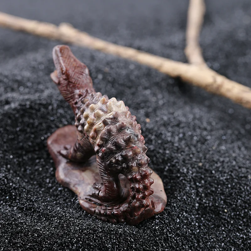 Unique Textured Natural Material Dinosaur Carving - Handcrafted T-Rex Statue Gif