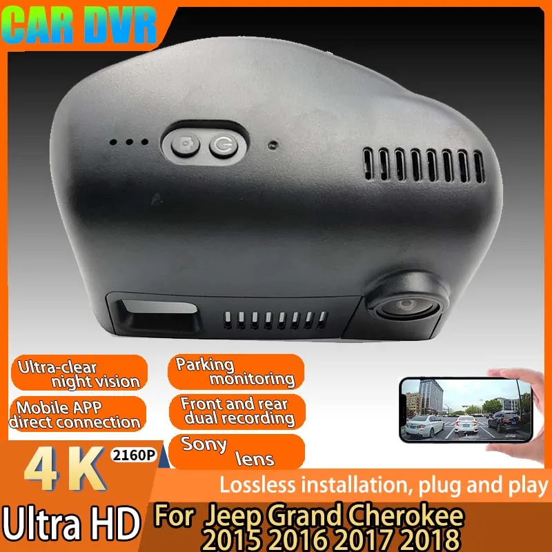 4K 2160P Tak Ve Çalıştır Kolay kurulum Wifi Araba DVR Araç Kamerası Jeep Grand Cherokee 2015 2016 2017 2018 Mobil APP Tarafından Kontrol