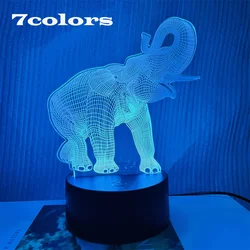 1pc  Elephant  3D Night Light, 3D Optical Illusion Lamp With Touch, 7-Color Changing Ambient Light For Bedroom