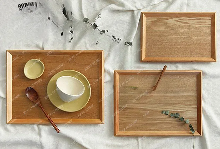 Cafe wooden tray, bread tray, cake bakery plate, storage tray