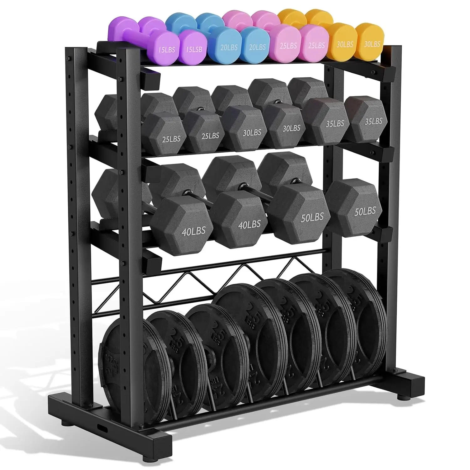 4-Tier Dumbbell Rack,1100LBS Weight Rack, Barbell Holder Bumper Plate Rack, Customized