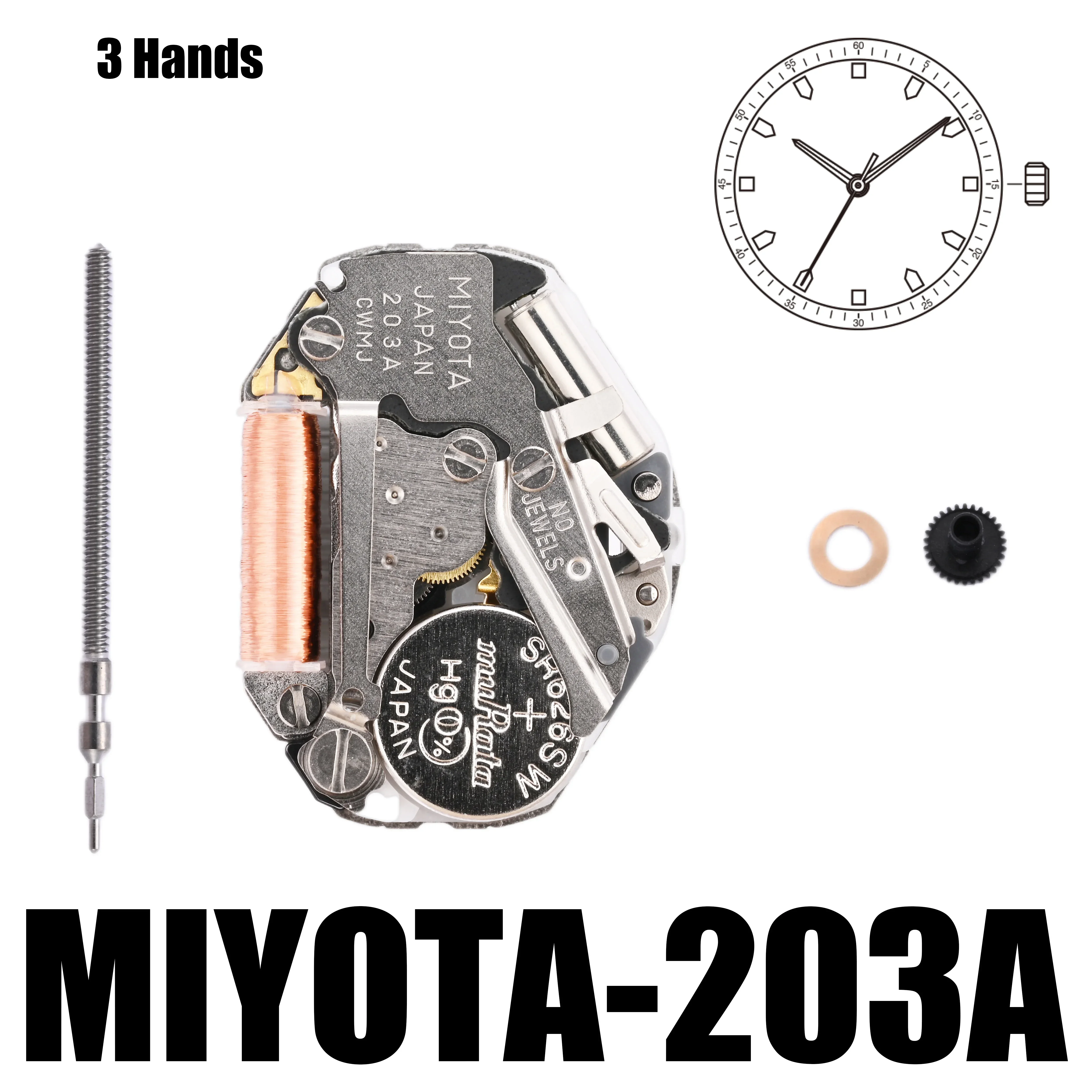 Miyota 203A Standard｜Movements MIYOTA Watch Movement Cal.203A 3 Hands Standard Movement.Size:6 3/4×8''' Heigh:3.15mm