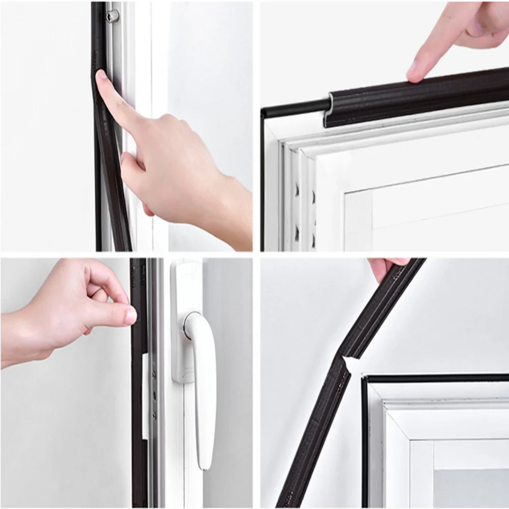6M Window S Type Self-Adhesive Soundproof Foam Sealing Strip for Noise Weather Stripping Door Seal Gap Filler Gap Sticking Tape