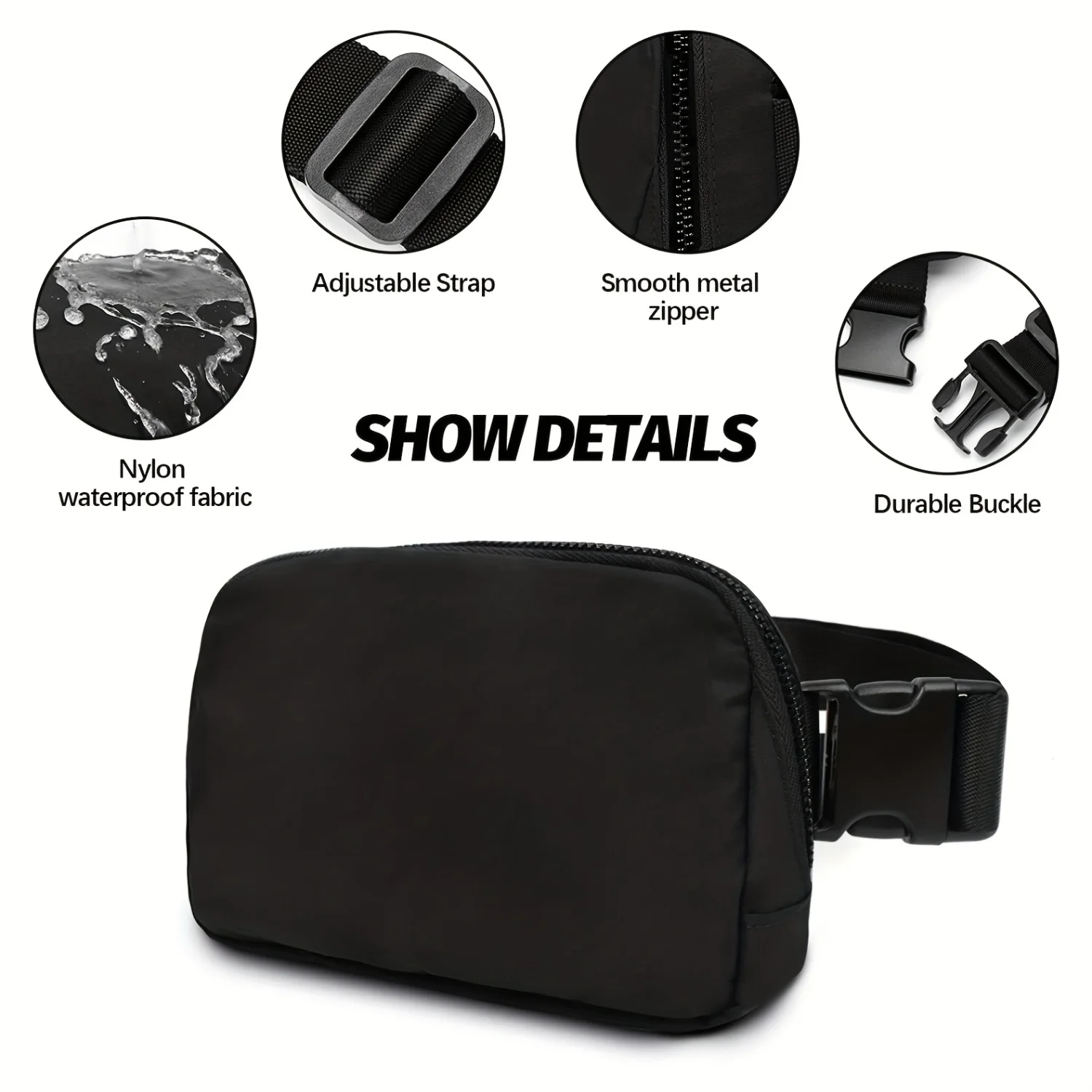 Fashionable Nylon Waist Bag for Women, Waterproof Travel Crossbody Bag, Sports & Fitness, Daily Commuting Outdoors