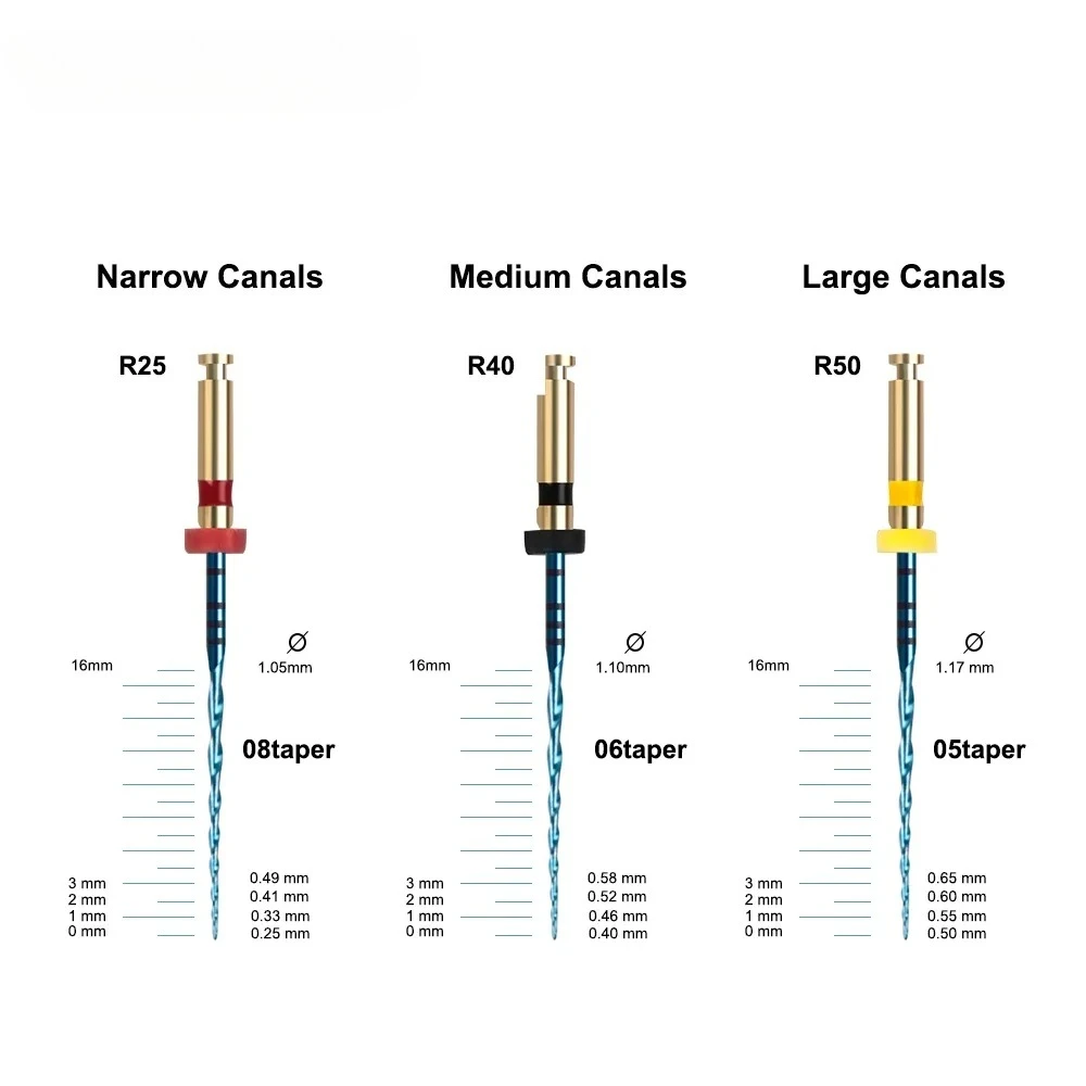 

SYJH 6Pcs/Pack Dental Blue Endodontic Files R25/40/50 21/25/31mm Engine Use NiTi Reciprocating Rotary Root Canal File Instrument
