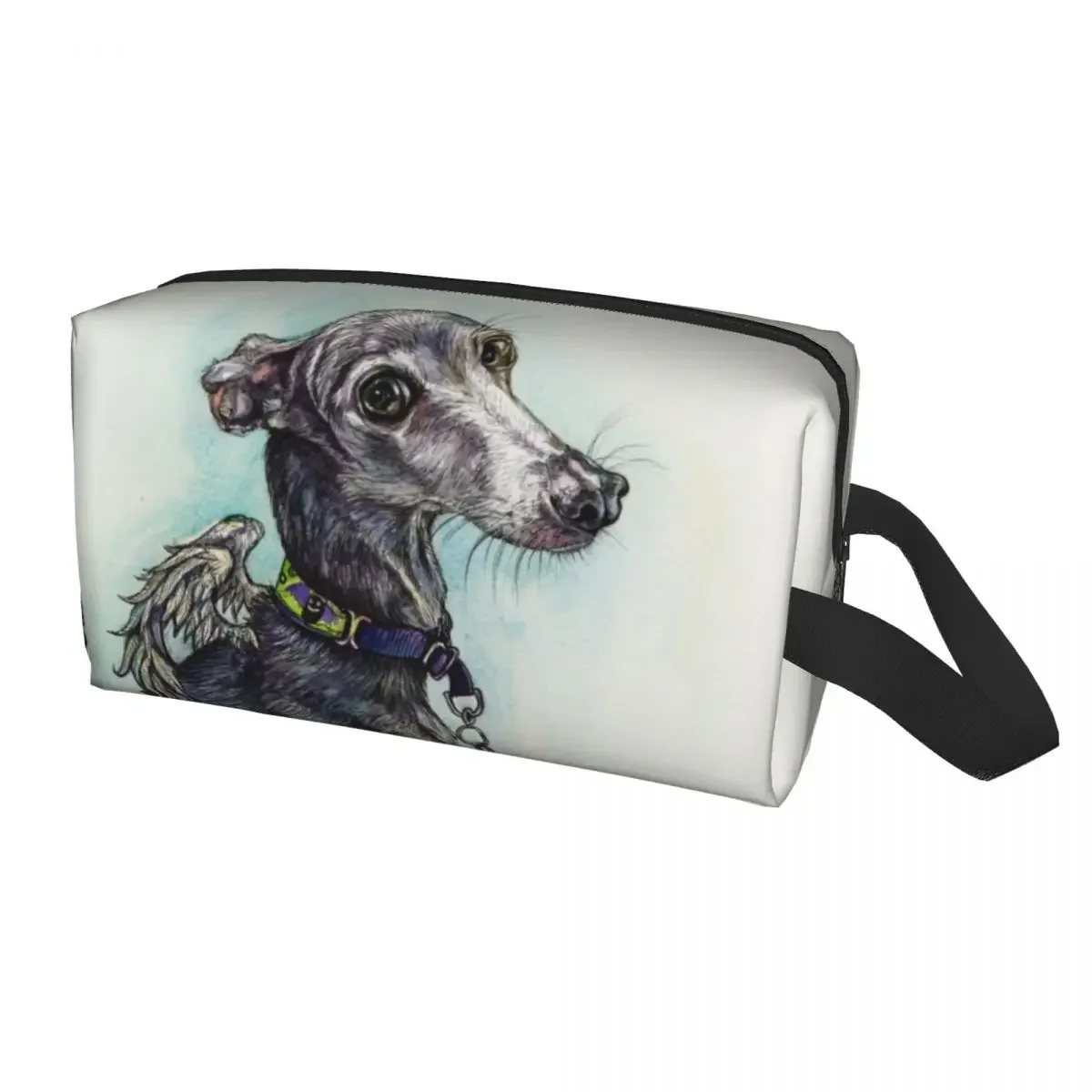 Custom Greyhound Dog Shadow Toiletry Bag Women Sighthound Whippet Makeup Cosmetic Organizer Ladies Beauty Storage Dopp Kit Case