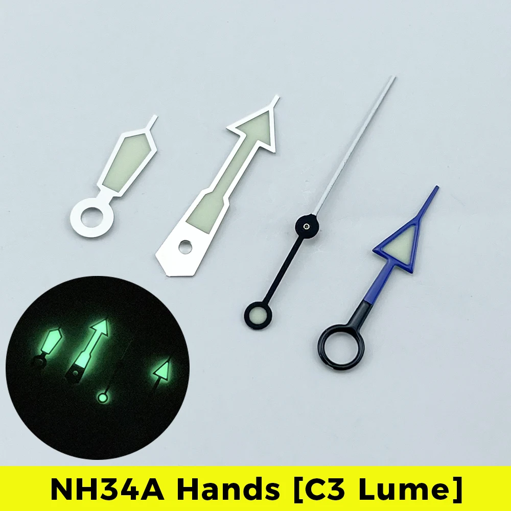 Hot sale NH34A green orange pointer GMT pointer C3 Lume 4 needle suitable for SKX007 SKX SSK GMT Mod SUPER LUME NH35 NH36