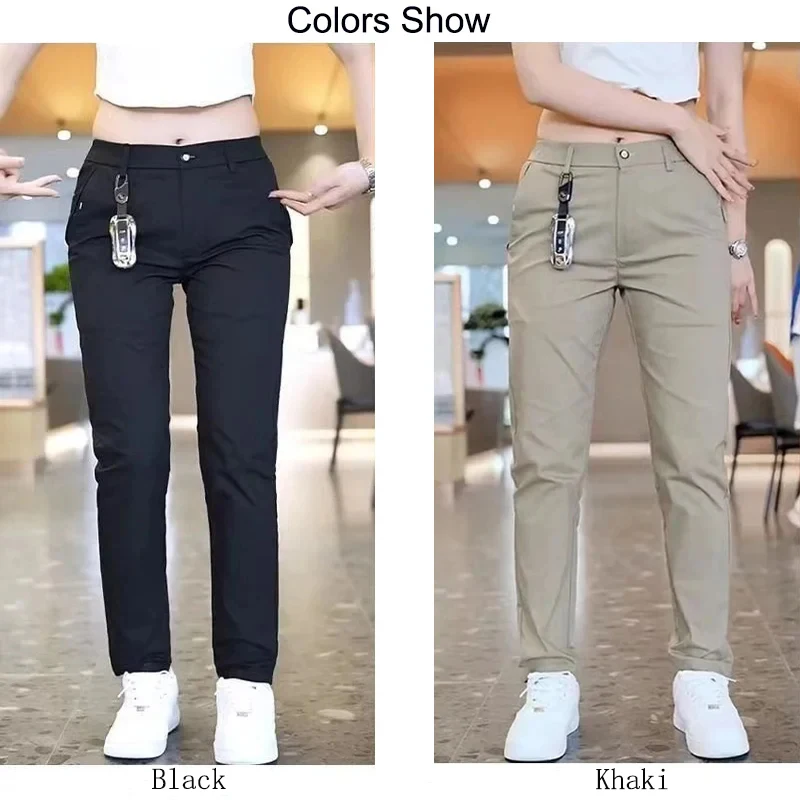 Ice Silk Men's Golf Men's Midweight Casual Pants Sports Pants Simple Design Khaki Black Slim Straight Leg Stretch Casual Trouse