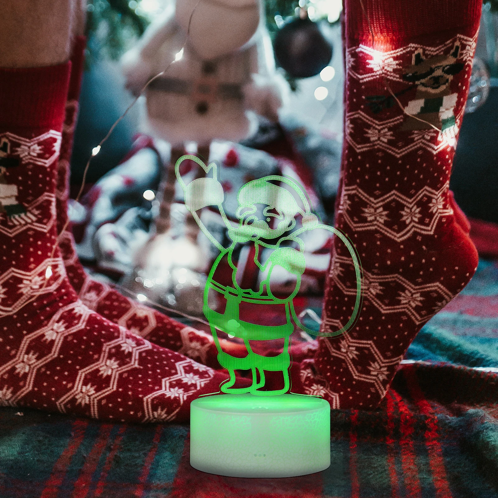 

Santa Claus Night Light Lamp Christmas Decoration 3D Illusion Lamp Birthday Holiday Gift Home Party Celebration