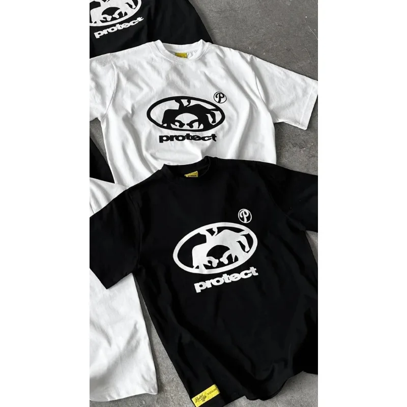 

NEW Retro Hip Hop Harajuku Style TShirt Man Woman Clothing Oversized Cotton Short Sleeve Tops with Letter and Patchwork Desig