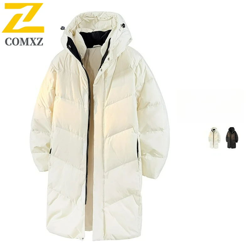 

COMXZ Mid-length Men's Down Jacket New Winter Down Jacket For Both Men Women Loose And tTrendy Japanese Hooded Jackets For Men