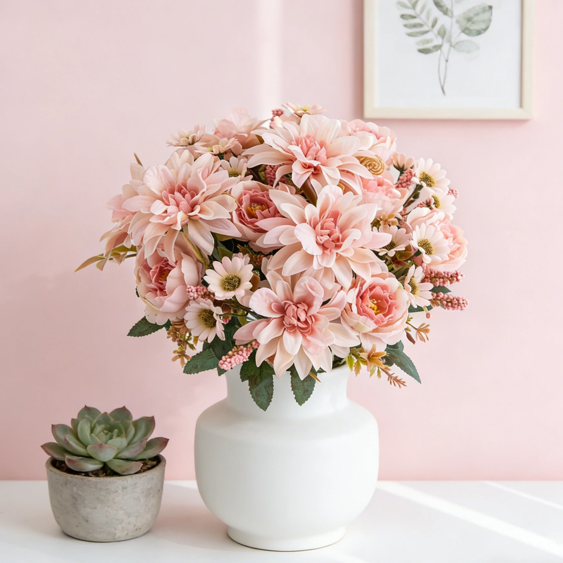 Künstliche Blumen aus Seide, Dahlie, Rose, hochwertig, für Zuhause, Garten, Bogen, Wand, Hochzeit, Brautstrauß, Party, DIY, Geschenk, Dekoration, Raumdekoration