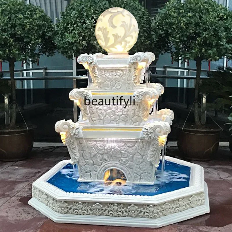 Large fountain high-end hotel clubhouse rockery flowing water fish pond decoration floor ornament