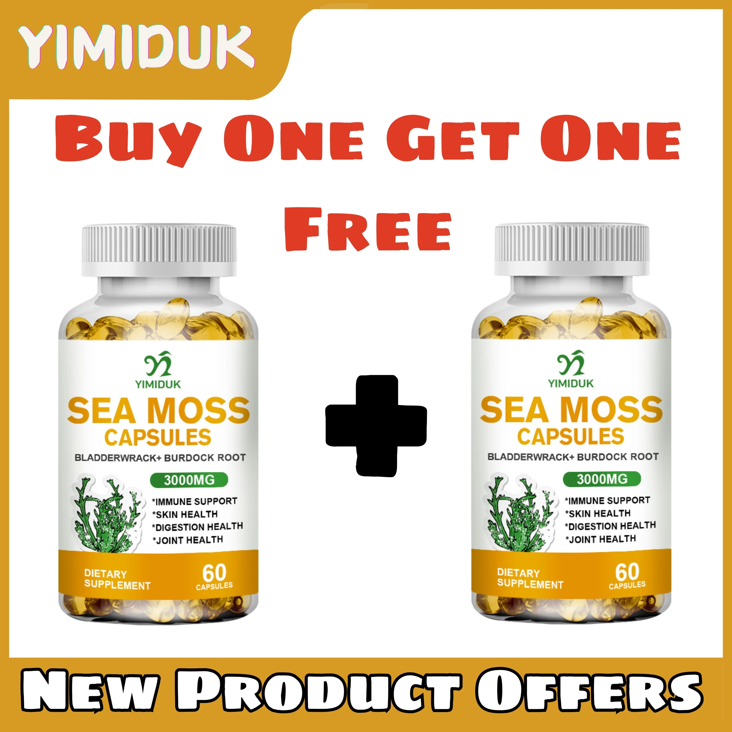 

Organic Sea Moss Capsules for Immune Support, Beauty Anti-aging Skincare and Joint Health, Thyroid Function - with Irish Moss