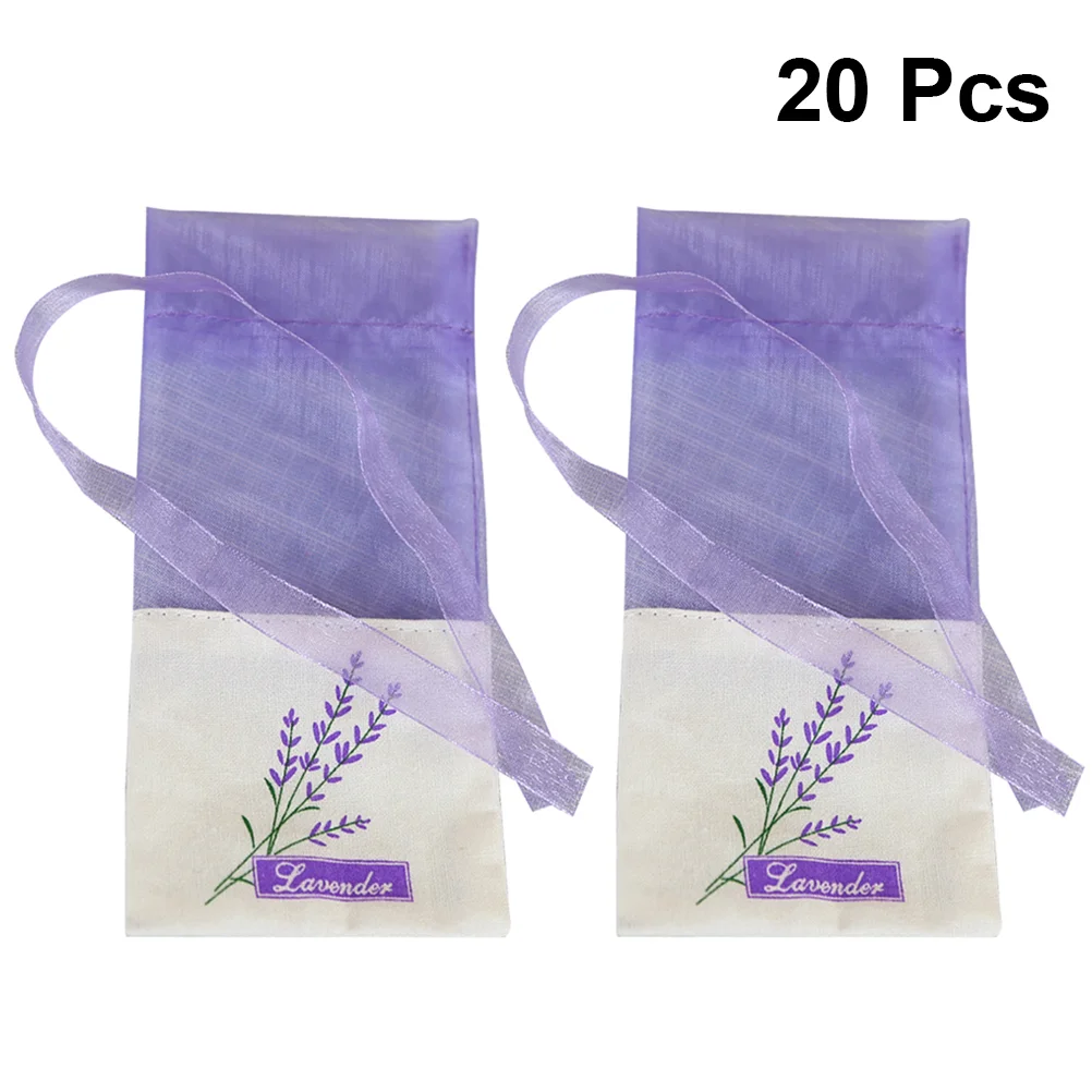 20pcs Empty Sachets Bag Flower Printing Fragrance Lavender Sachet Bag Purse (Dark Purple) lavender scented sachets