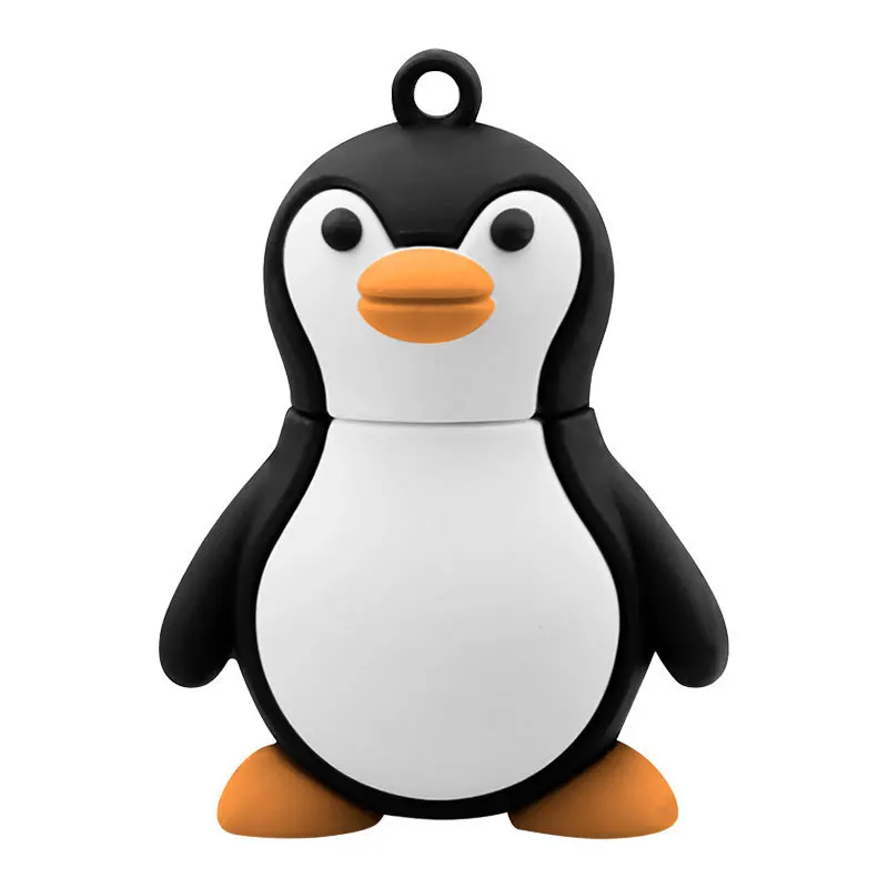 무료 사용자 정의 컬러 인쇄 로고 만화 펭귄 펜던트 USB2.0 플래시 드라이브 4GB 8GB 16GB 32GB 64GB 128GB
