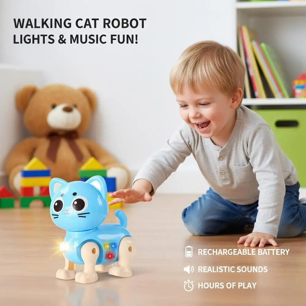 

Electronic Walking Pink Kitten Toy Remote Control Mechanical Robot Kit Science Teaching Model Electric Set Gift For Boys Kids