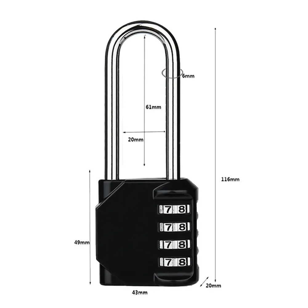 Long Shackle Combination Lock 4 Digit Outdoor Waterproof Padlock for School Gym Locker Sports Locker Fence view 4