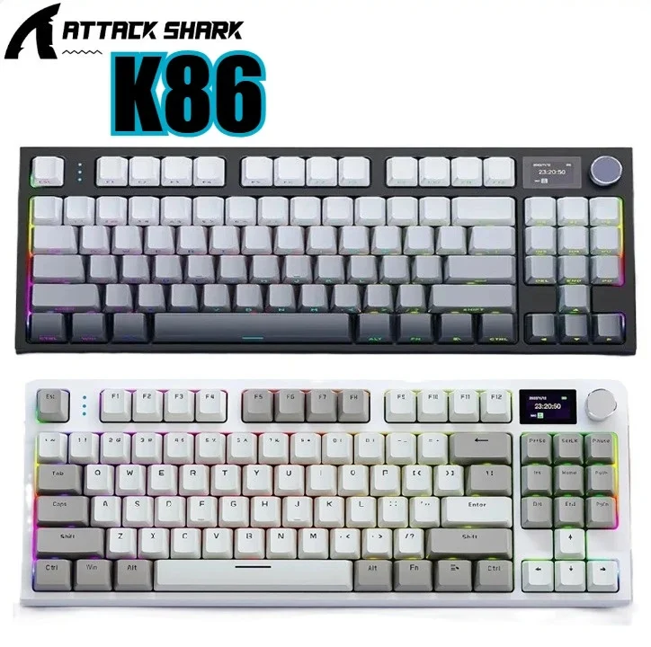 

Attack Shark K86 2.4G 3-Mode Wireless Mechanical Keyboard with Multi-functional Metal Knob Plug-Play TFT Screen Gaming Keyboard