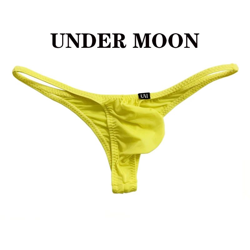 Men\'s bikini briefs low waist men\'s classic cool silk half back briefs with pouch bikini underwear for man