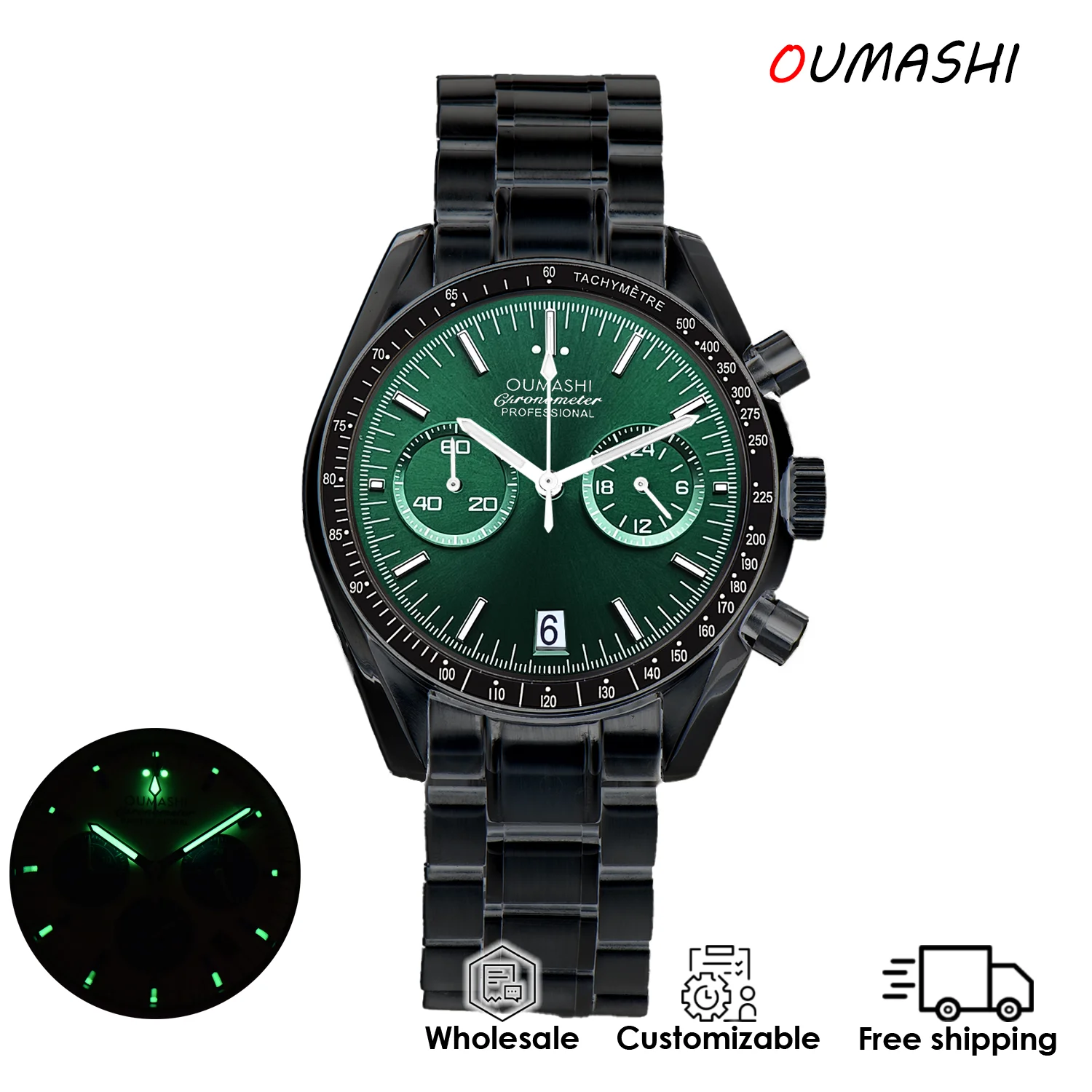 40mm VK64 watch Dual eyes Men's Watch Luxury Chronograph Waterproof Stainless Luminous Customizable Watch Men's Quartz watch