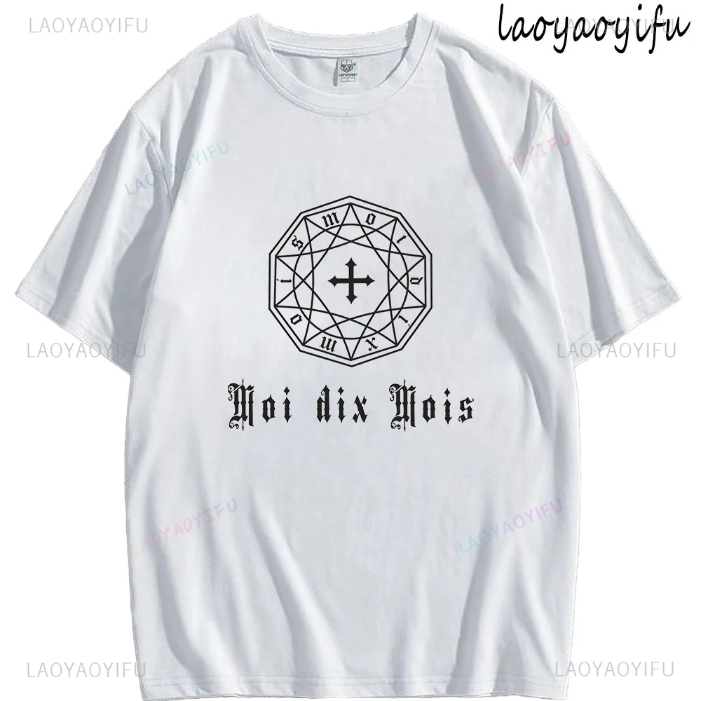 Tshirt for Men MOI DIX MOIS Logo Japanese Visual Kei Gothic Metal Band Men's Graphic T Shirts Women Clothing Tee Cotton Tops