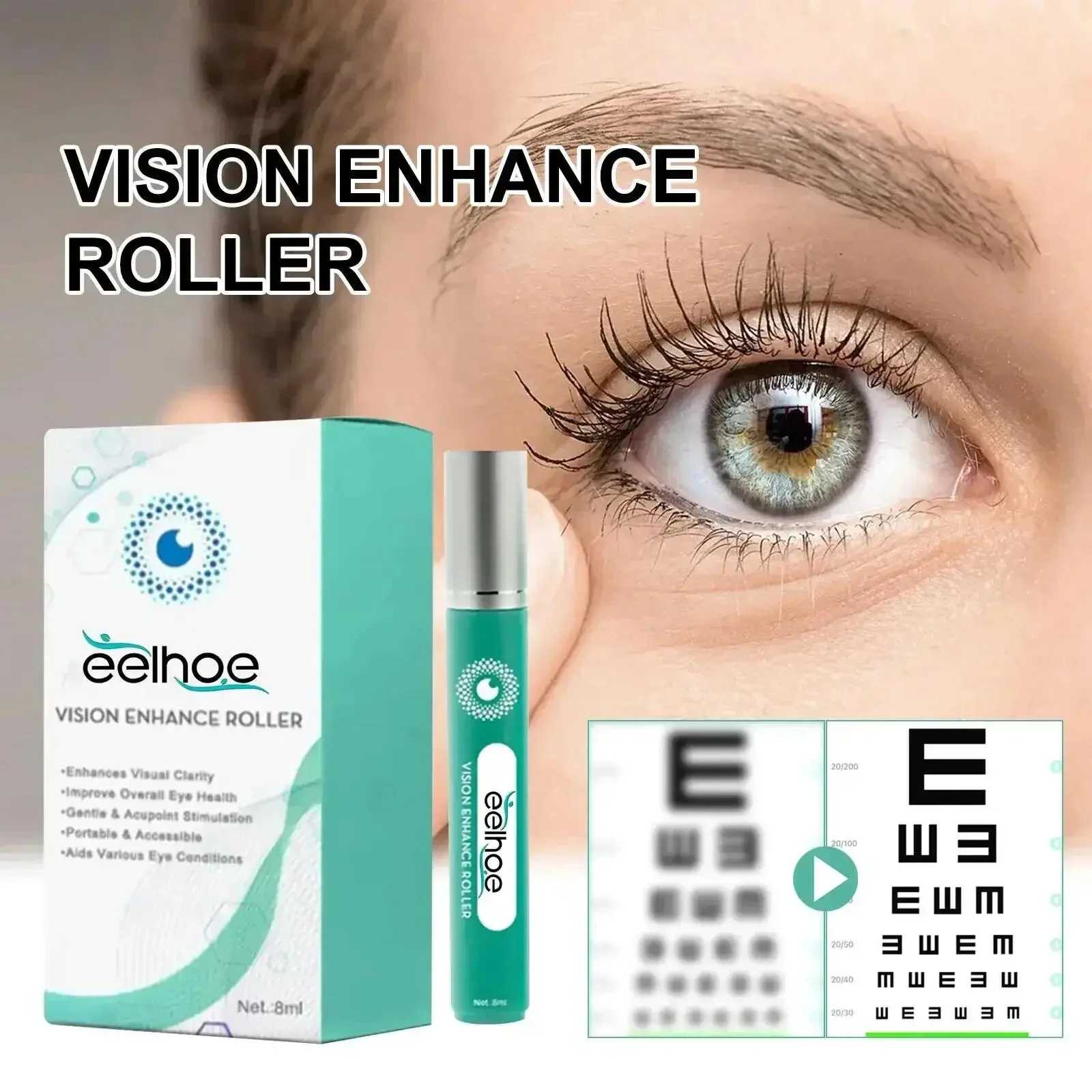 Vision Enhance Roller promuove una vista più chiara massaggio rilassante delicato riduce il disagio alleviare la secchezza affaticamento degli occhi assistenza agli occhi per la salute