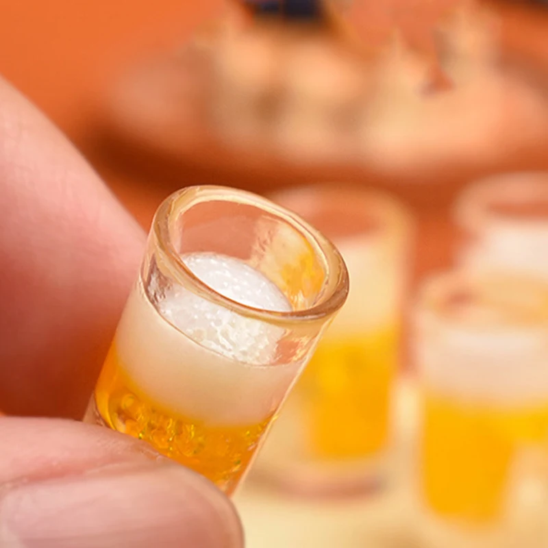 10pcs Miniature Toy Kitchen Beer Drinking Cups Mug Accessory Drink Model Toy Wine Mug Toy Doll House Decor