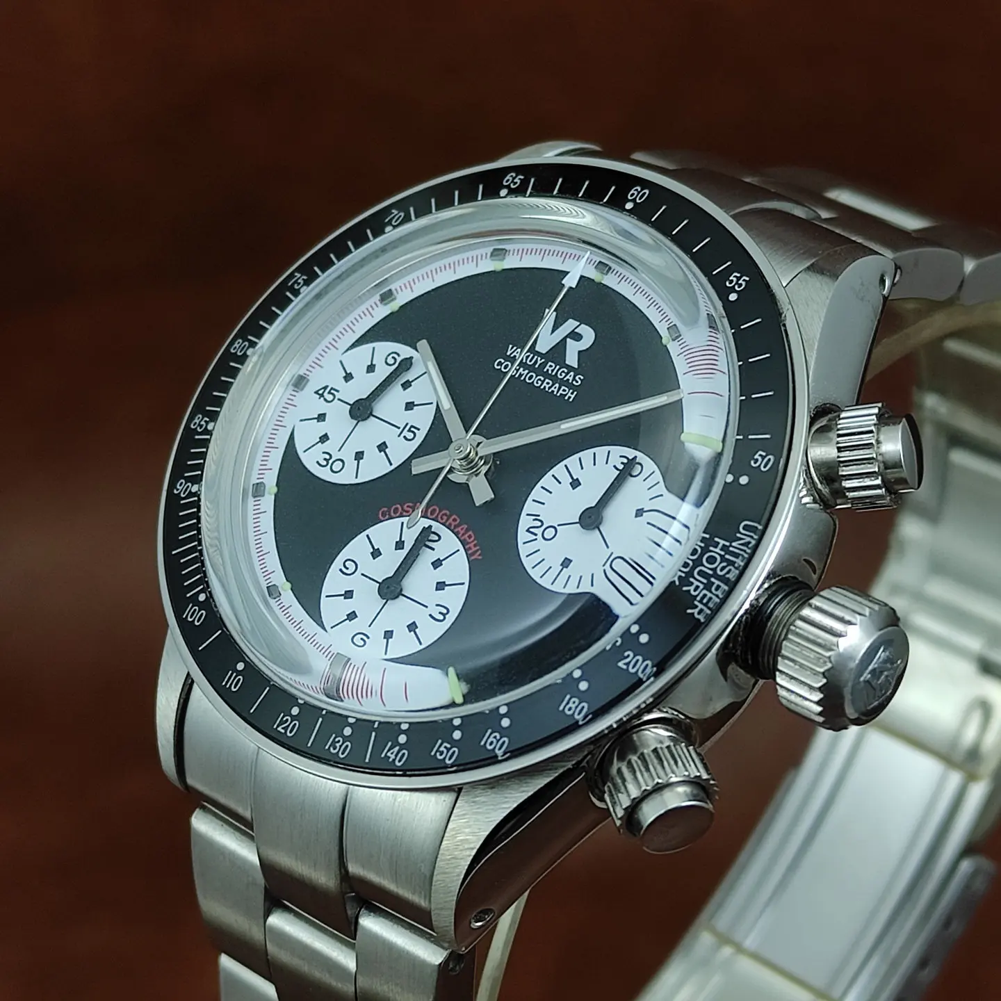 Vakuy Automatic Chronograph Watch, Paul Newman Daytona Homage, Dandong 7750 Movement, Bubble Domed Crystal - view 6